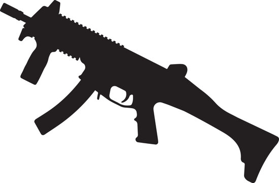 MP5 Submachine Gun Silhouette | Tactical Assault Rifle Vector Graphic