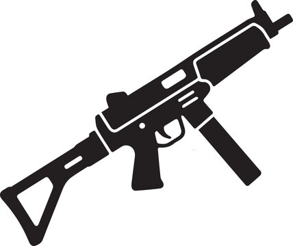 Tactical SMG Weapon Illustration | Minimalist Military Firearm Design
