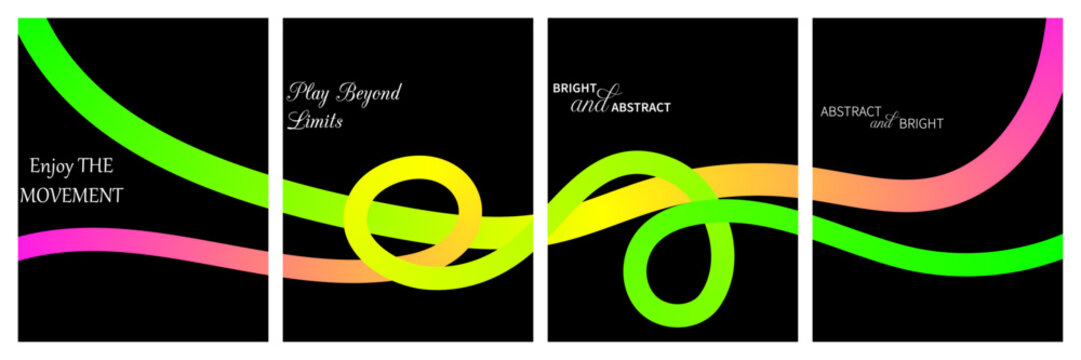 Vibrant abstract line design with gradient colors and catchphrases