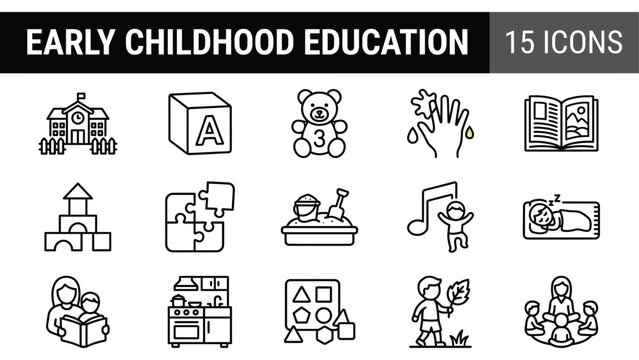 Early childhood education icon set
