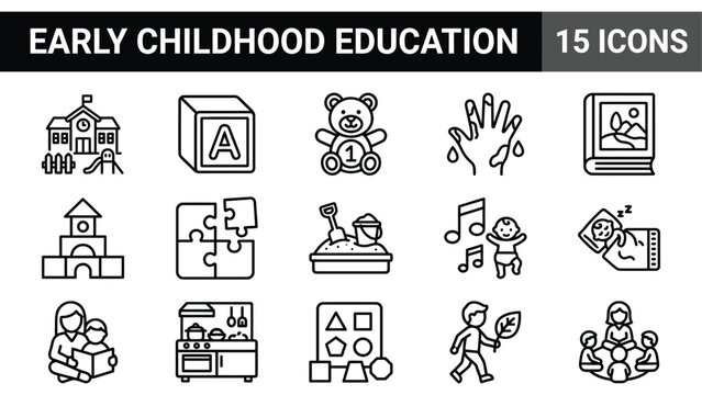 Early childhood education icon set