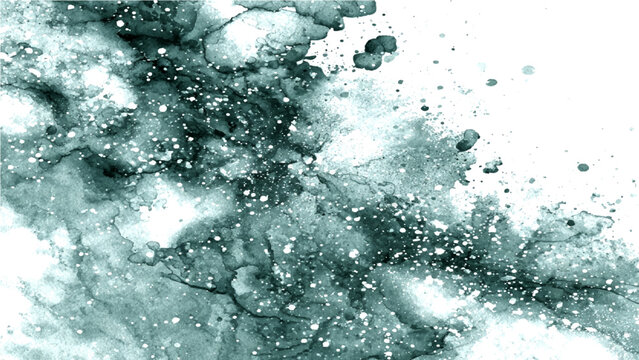 Abstract watercolor splatter artwork with organic forms and textures, suggestive of natural phenomena or cosmic dust.