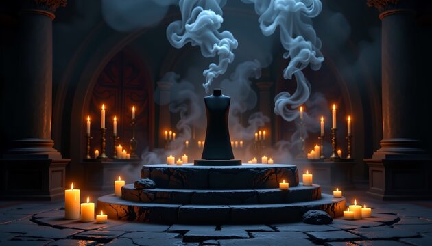 A spooky and mystical setting with a dark ambiance
