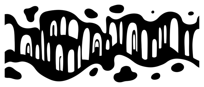 Abstract flowing waves and arched shapes pattern in minimalist vector style