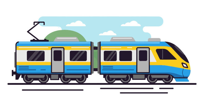 Modern electric train flat illustration for public transportation and travel design.