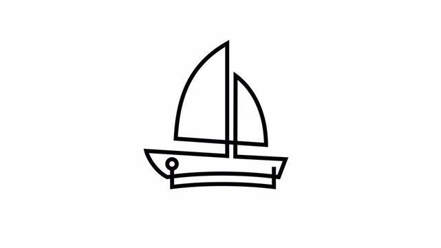 sail boat yacht logo icon line animation video
