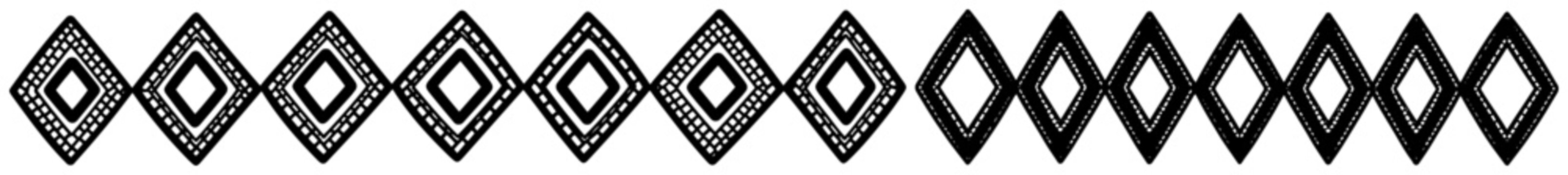 Geometric diamond pattern border with nested rhombus shapes in black and white vector style