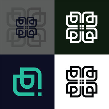 Abstract geometric monogram vector logo template for modern business branding