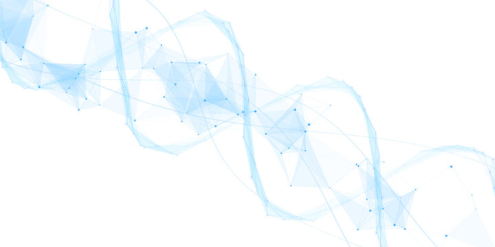 Abstract elegant light blue plexus DNA helix background for medical biotechnology branding