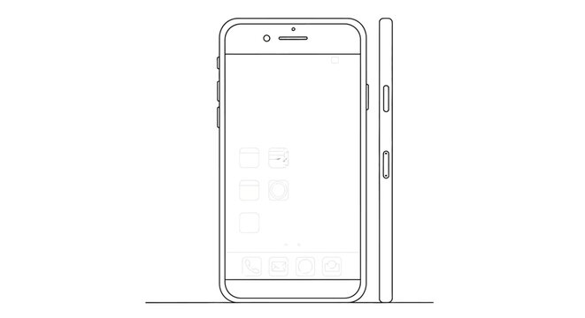 Smartphone Front and Side View Outline Vector