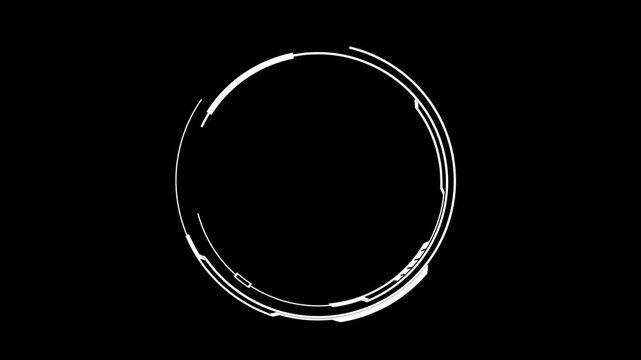 White Dashed Circle on Black Background - Abstract Loading Graphic with Circular Line
