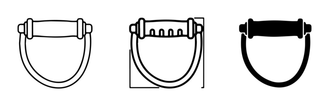 D-Ring Handles Vector Set, Classic Metal and Wood Designs, Vintage Luggage and Tool Box Hardware Icons