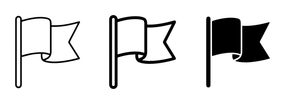 Flag Icons Set, Simple Vector Graphics for Navigation, Location, and Achievement Symbols