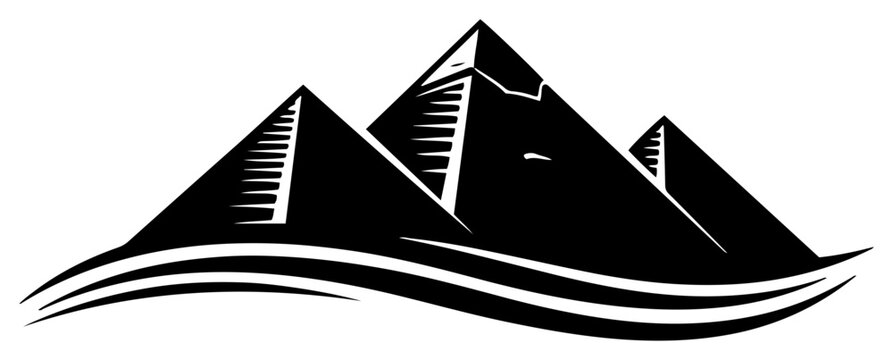 Egyptian pyramids of Giza with desert sand dunes in minimalist vector style