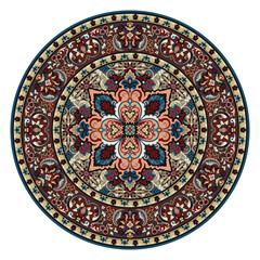 Fototapeta premium Circular rug, Persian patterned mat, doormat.