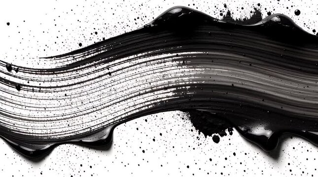 Black paint smear on white background.