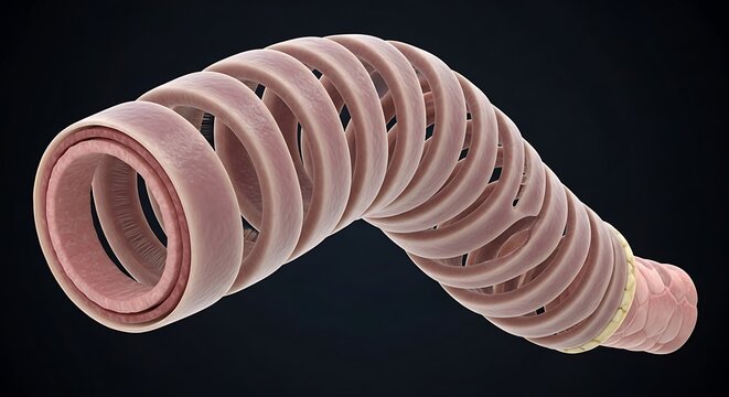 Anatomical 3D Illustration of Human Trachea and Cartilage Rings