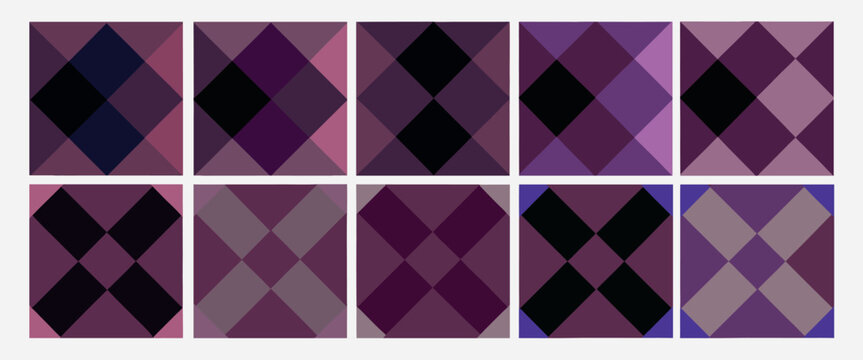 Pixelated purple and red argyle patterns