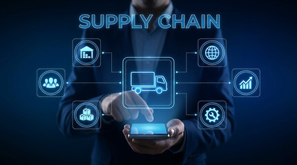 Fototapeta premium Supply Chain Management Logistics Distribution Business Network