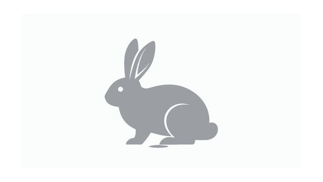 Grey silhouette of a rabbit on a white background