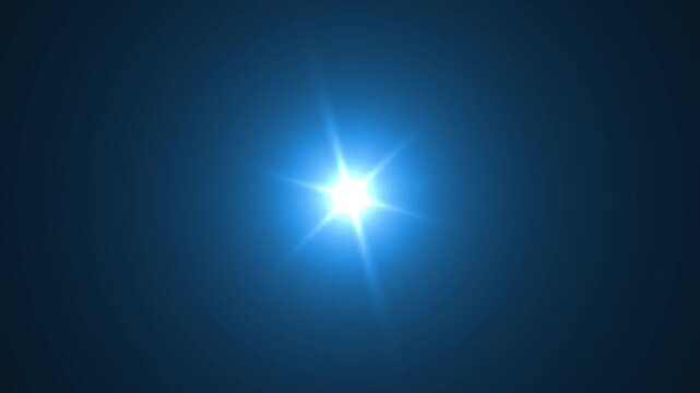 Optical lens flare animation on black background with glowing blue and golden light streaks, abstract starburst shine, futuristic flash transition, colorful beams and sci-fi overlay effects 4K