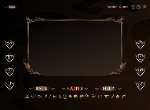 Fantasy RPG Battle Interface With Decorative Frame Menu Buttons and HUD Icons