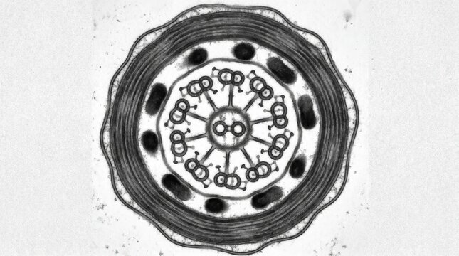 Sperm Flagellum Axoneme Cross-Section TEM Ninefold Symmetry