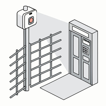 Security camera monitoring and access control system entrance gate with security