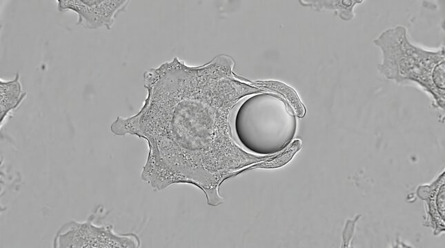 Phagocytic Cup Formation Macrophage Particle Engulfment DIC
