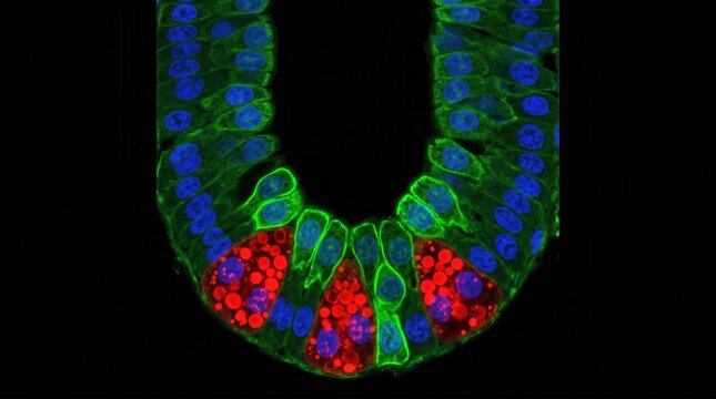 Organoid Intestinal Crypt Paneth Cell Granule Confocal