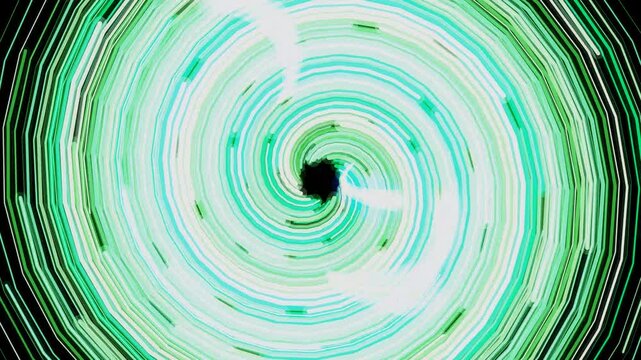 A mesmerizing video of a swirling green and white spiral pattern
