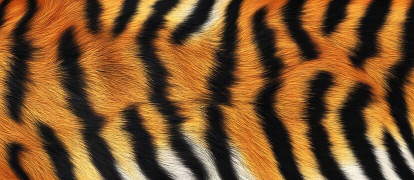 Closeup of realistic tiger fur texture with orange and black stripes pattern