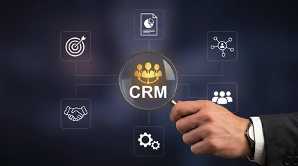 Obraz premium CRM Customer Relationship Management Business Analytics Technology Concept
