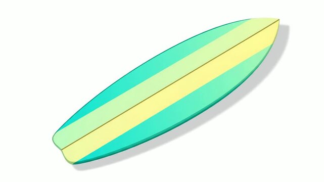 Colorful surfboard illustration on white background for design element