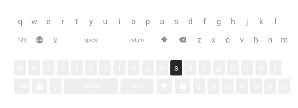 Minimal dark and outline virtual keyboard interface set for mobile UI design