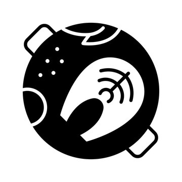 Herring fillet icon. Food and seafood filled symbol. Black and white.