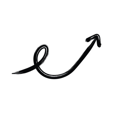 Zigzag downward arrow in brush stroke line art showing financial market decline