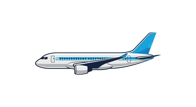 Side view of a commercial passenger jet airplane vector illustration isolated on white