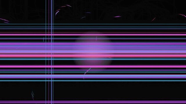 Futuristic Cyberpunk Abstract Neons: Glowing Lines and Purple Orb Background 