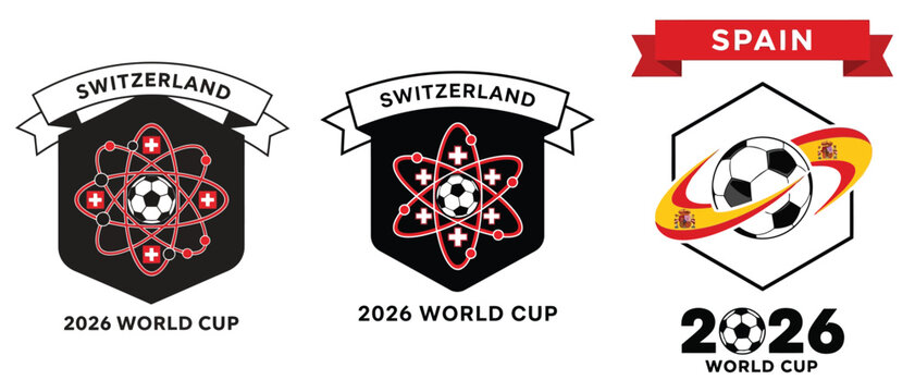 Switzerland and spain 2026 world cup soccer tournament logo designs