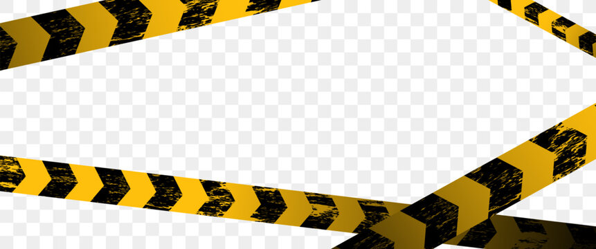 Realistic Caution Tape Foreground Design with Grunge Hazard Stripes and Transparent Safety Barrier Overlay