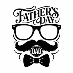 Fototapeta premium Stylized Father's Day Celebration Graphic with Glasses, Mustache, and Bow Tie Icon