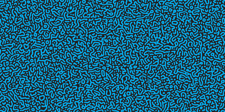 Trendy Black and white Turing pattern. vector image. Turing reaction diffusion monochrome seamless pattern with chaotic motion. Turing reaction colorful background. Linear design with biological shape