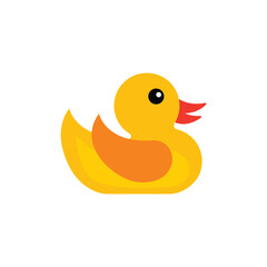 Fototapeta premium Yellow rubber duck toy floating for child bath