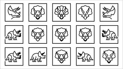 Dinosaur icons in black and white. © mas
