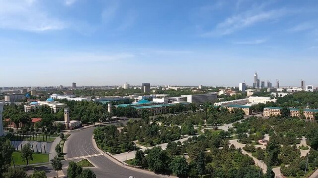 Tashkent city skyline with International Forums Palace, Uzbekistan