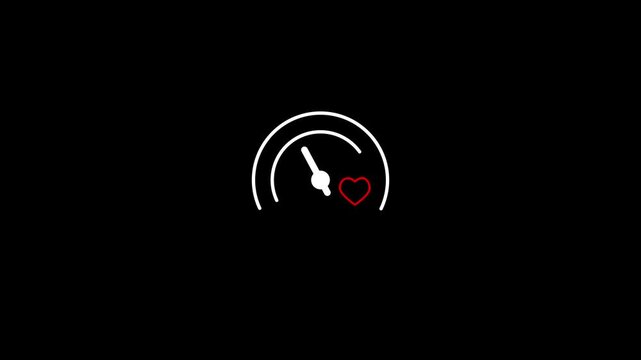 Glowing hearbeat emotional intelligence performance icon. Glowing line Rainbow with heart icon isolated on black background. 4K Video motion graphic animation