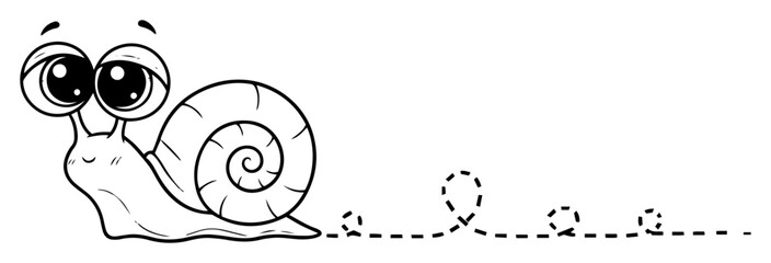 cute cartoon snail with trail vector black shape © Aisha Kudorova