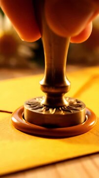 Close up of warm golden table lamp light on surface