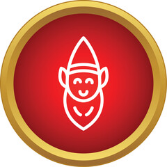 Obraz premium Smiling dwarf character with a beard and hat on a red and gold background